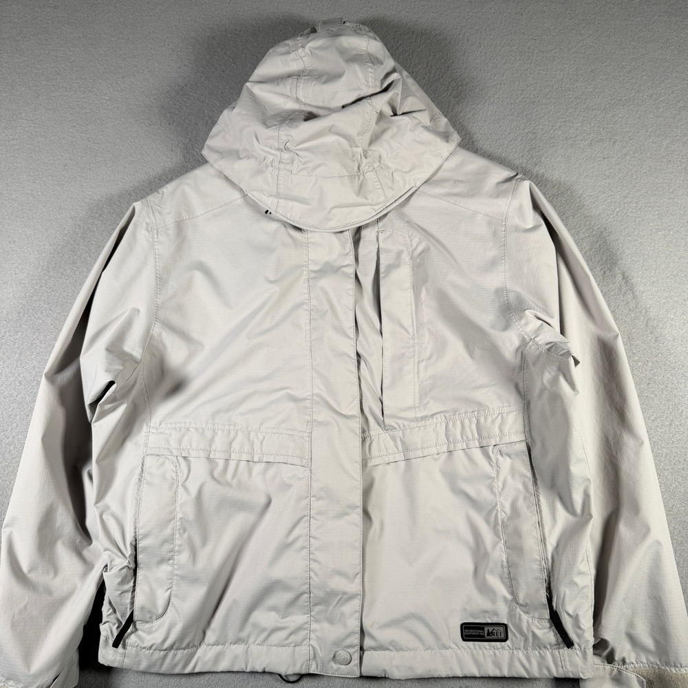 REI Womens Hooded Windbreaker Jacket Gray Full Zip Mesh Lined Size S 681292